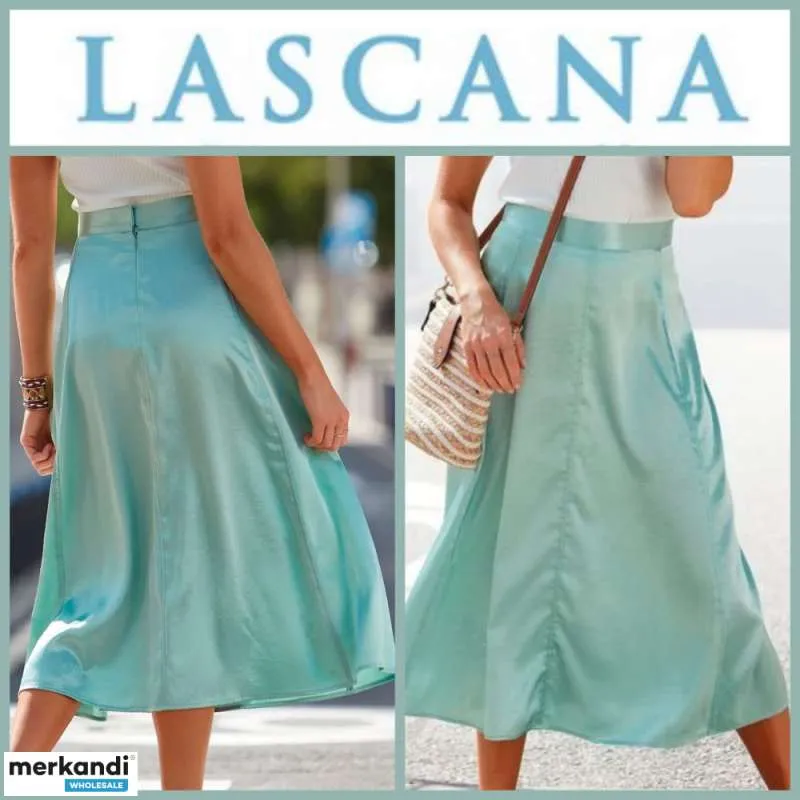 020114 falda de satén de Lascana. Un modelo en color menta. Modelo: 89020800
