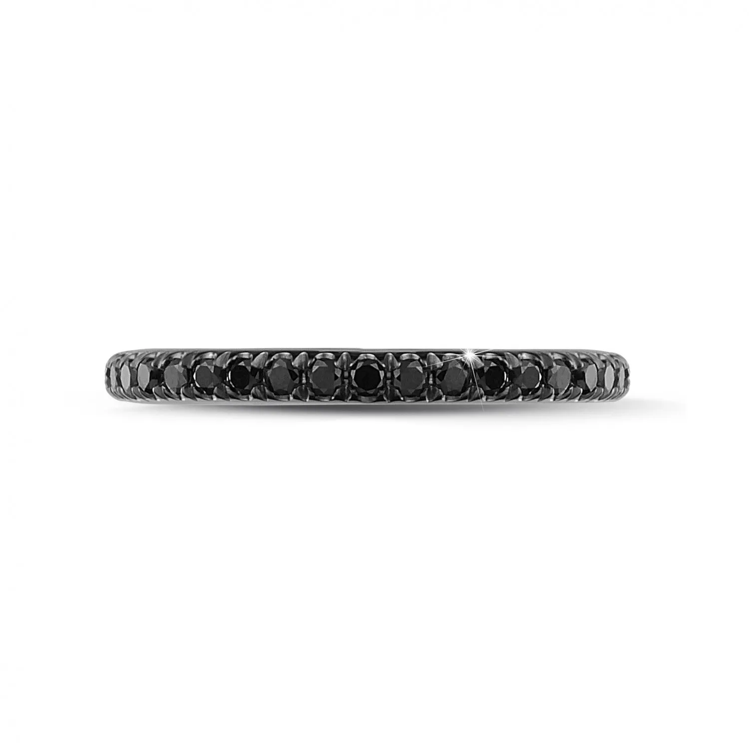 0.35 quilates alianza (media banda) en oro blanco con diamantes negros 