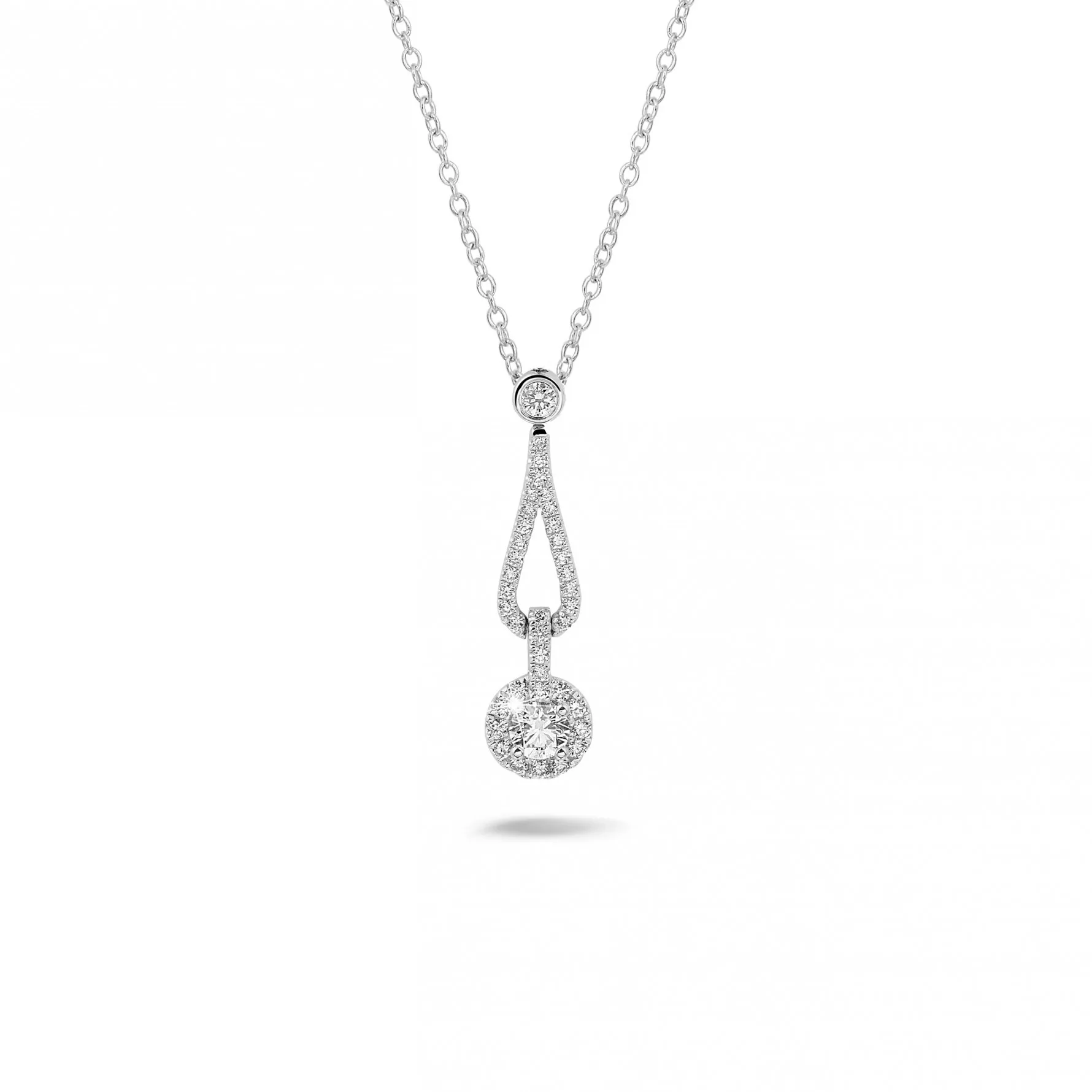 0.45 quilates gargantilla diamante en oro blanco 