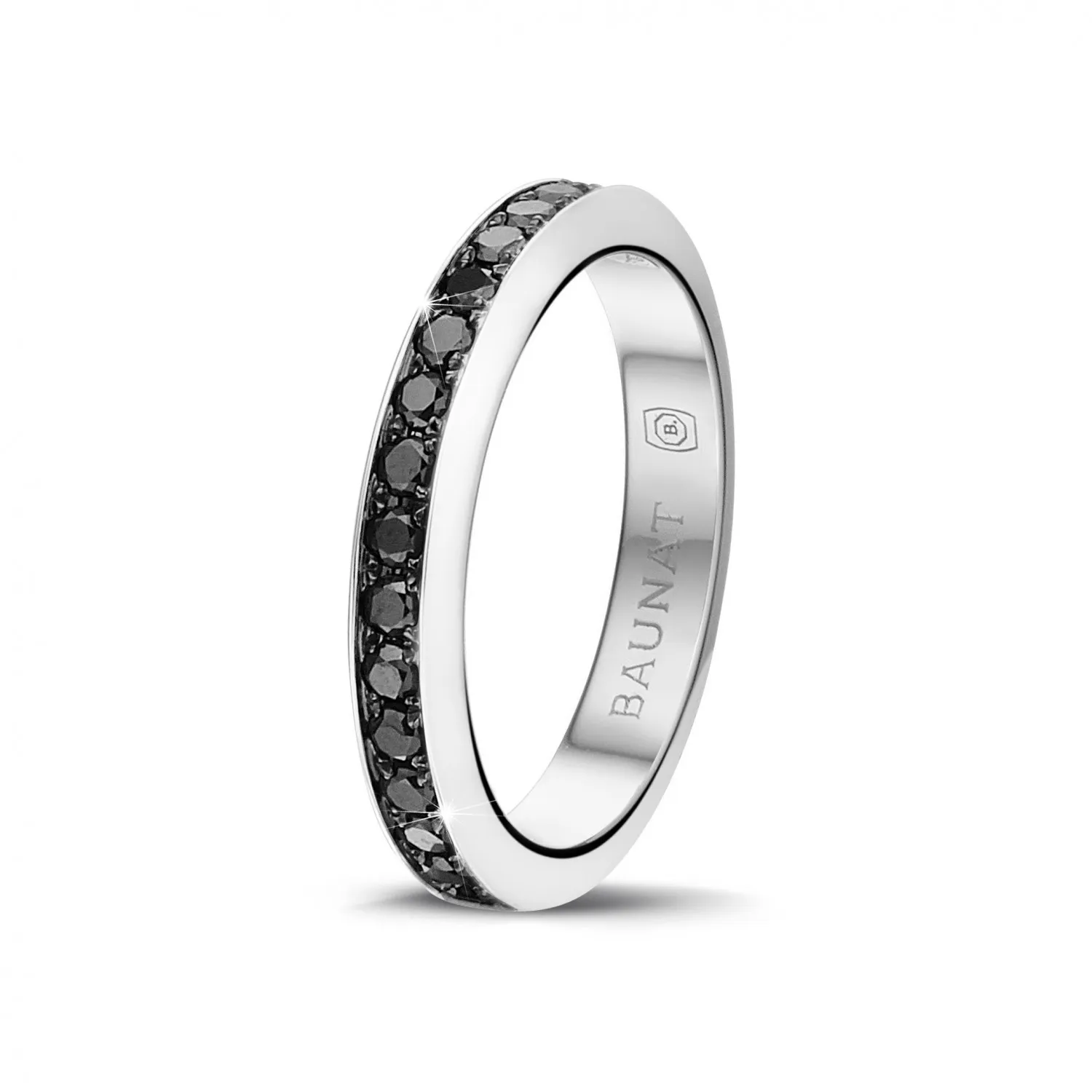 0.68 quilates alianza (banda completa) en oro blanco con diamantes negros 