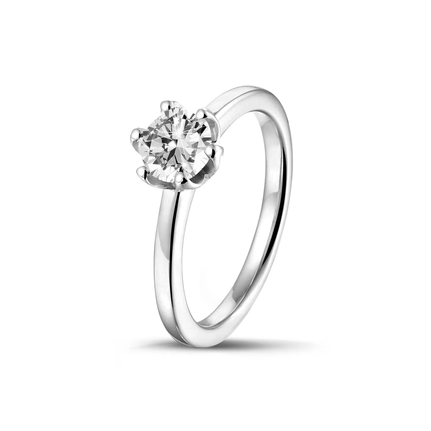 0.70 quilates anillo solitario en oro blanco con diamante redondo 