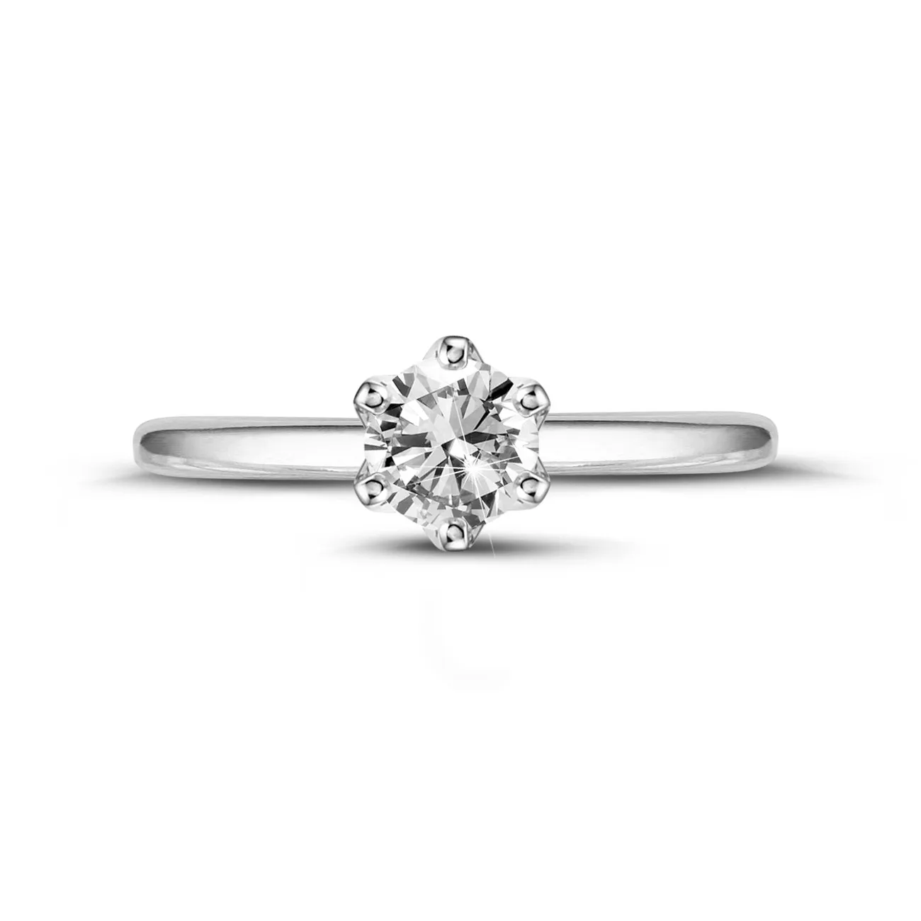 0.70 quilates anillo solitario en oro blanco con diamante redondo 