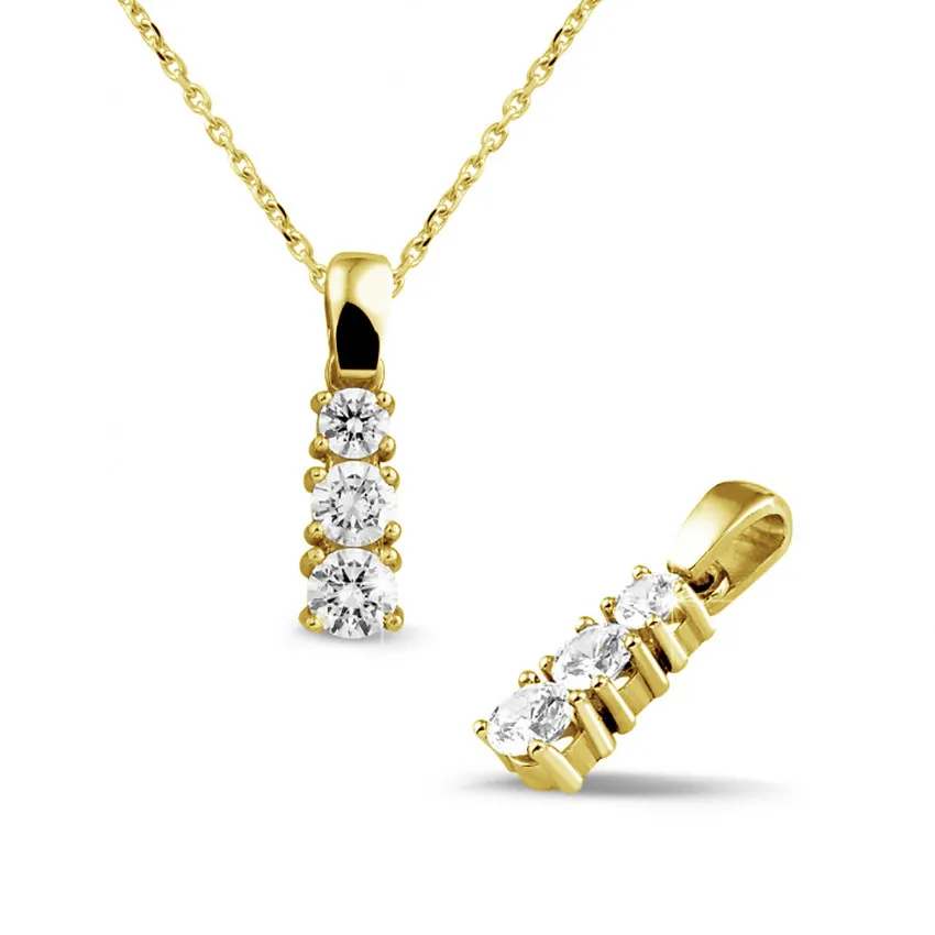 0.83 quilates trilogía colgante diamante en oro amarillo 