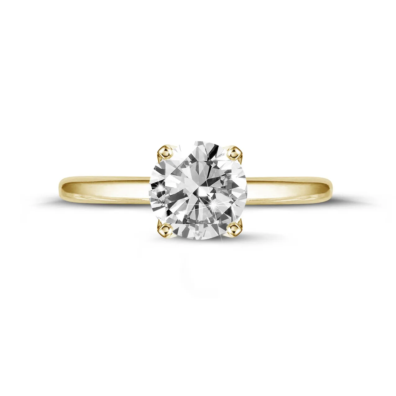 1.25 quilates anillo solitario en oro amarillo con diamante redondo 