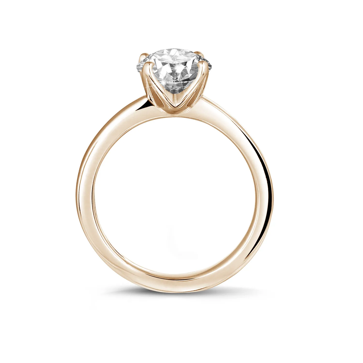1.50 quilates anillo solitario en oro rojo con diamante redondo 