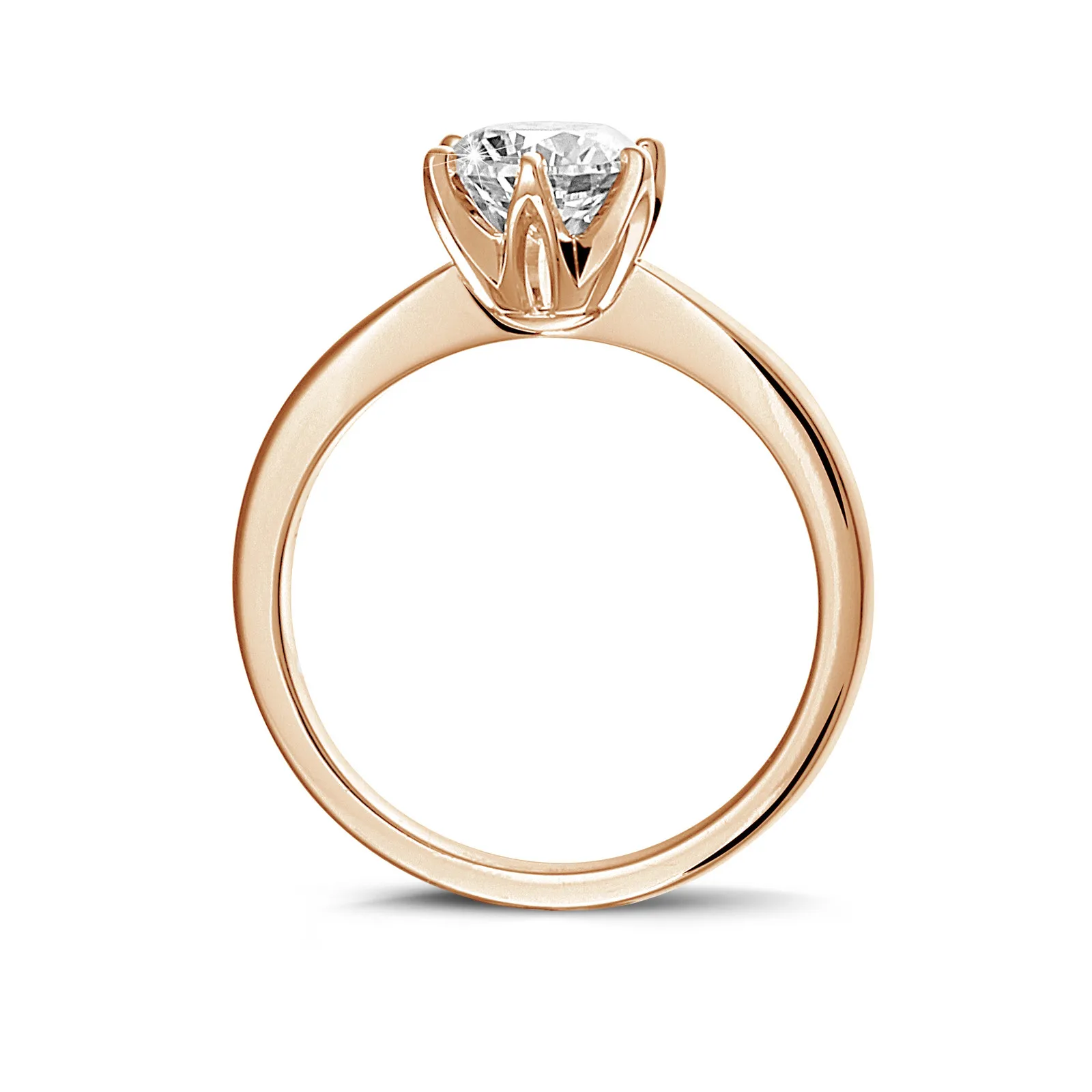 2.50 quilates anillo solitario en oro rojo con diamante redondo 