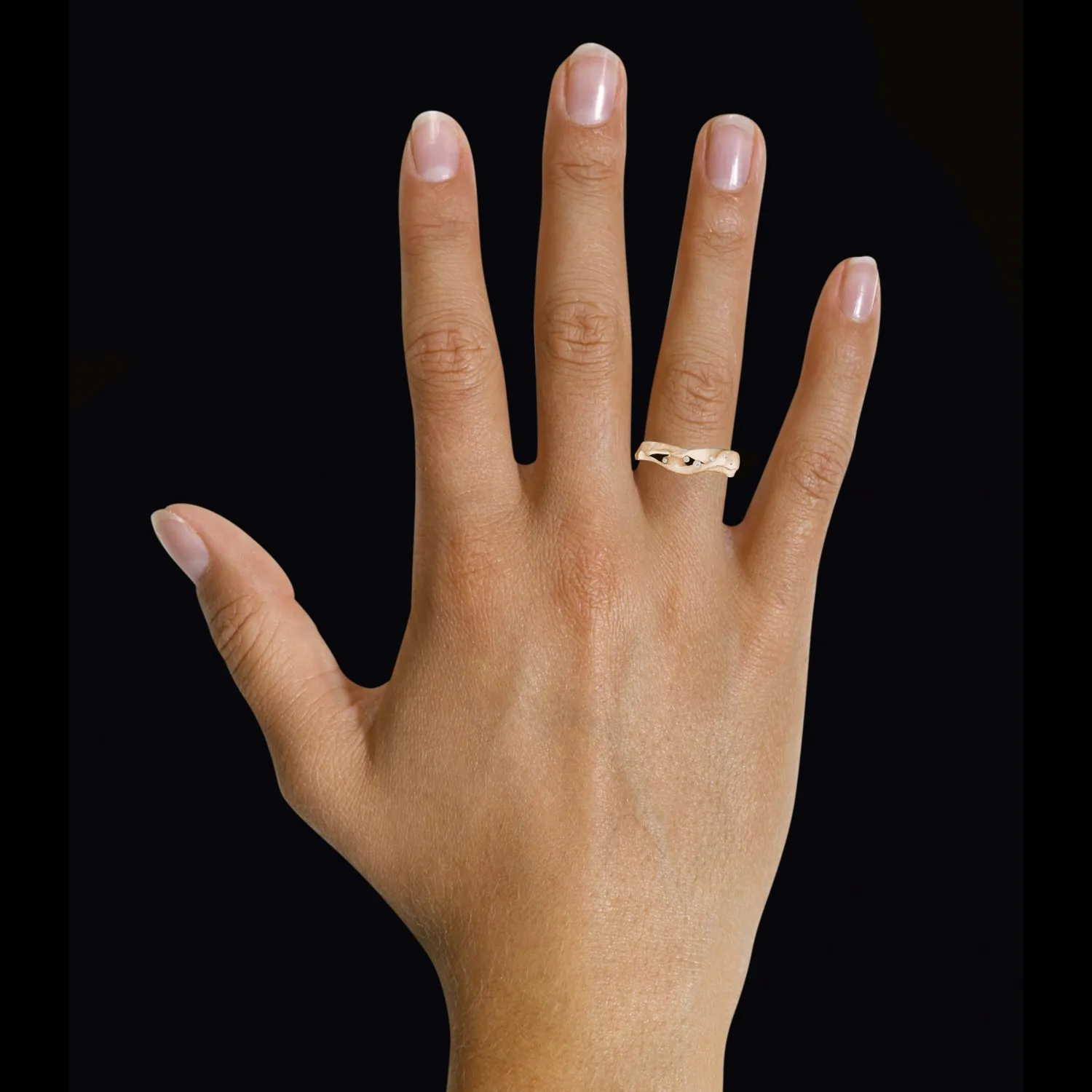 Alianza diamante (anillo) en oro rojo con pequeños diamantes 