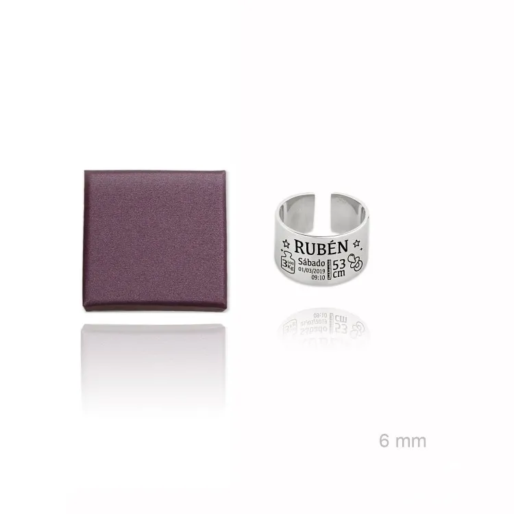 Anillos personalizados NACIMIENTO en plata de ley