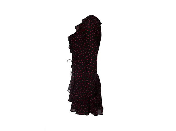 Autre Marque Realización, vestido cruzado negro con lunares 