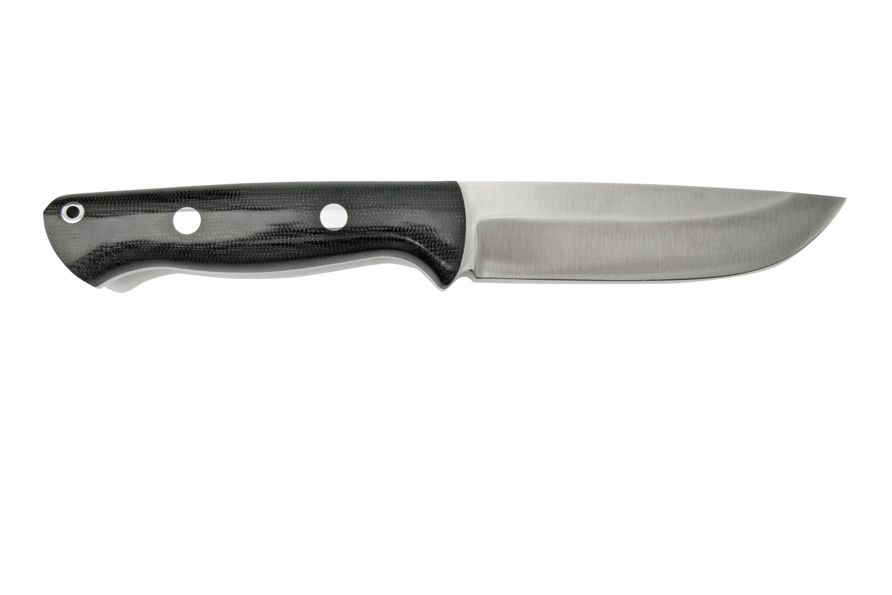 Bark River Bravo 1.2 CPM 3V Rampless, Black Canvas Micarta, funda marrón
