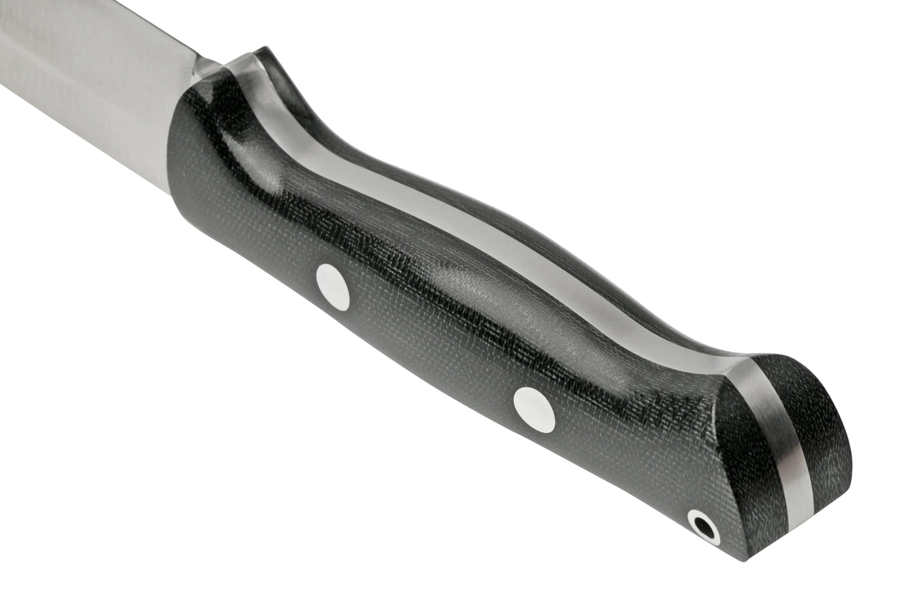 Bark River Bravo 1.2 CPM 3V Rampless, Black Canvas Micarta, funda marrón
