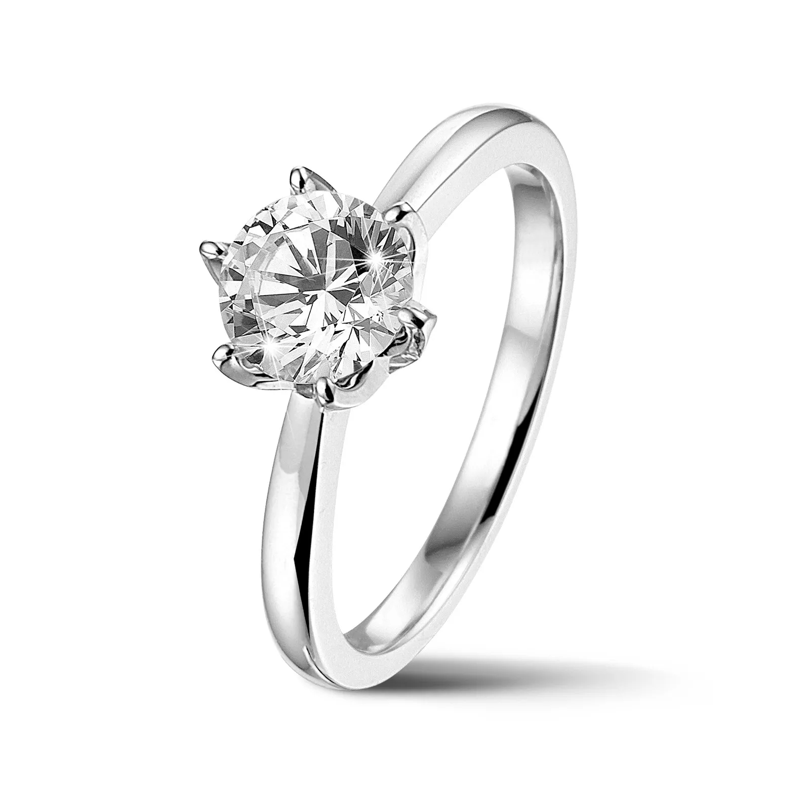 BAUNAT ICONIC 1.00 QUILATES ANILLO SOLITARIO EN ORO BLANCO CON DIAMANTE REDONDO DE CALIDAD EXCEPCIONAL (DIFEXNONE FLUORESCENC