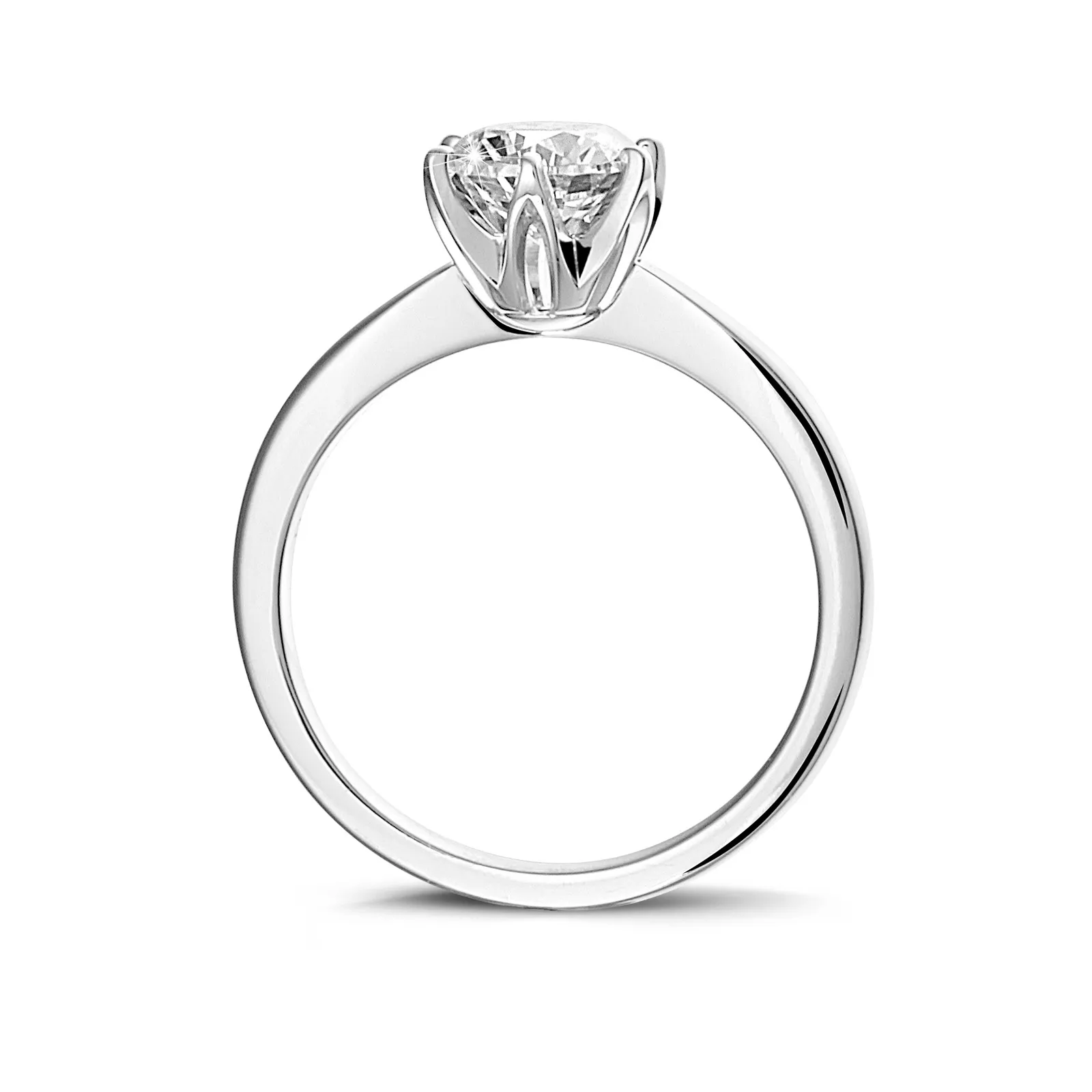 BAUNAT ICONIC 1.00 QUILATES ANILLO SOLITARIO EN ORO BLANCO CON DIAMANTE REDONDO DE CALIDAD EXCEPCIONAL (DIFEXNONE FLUORESCENC