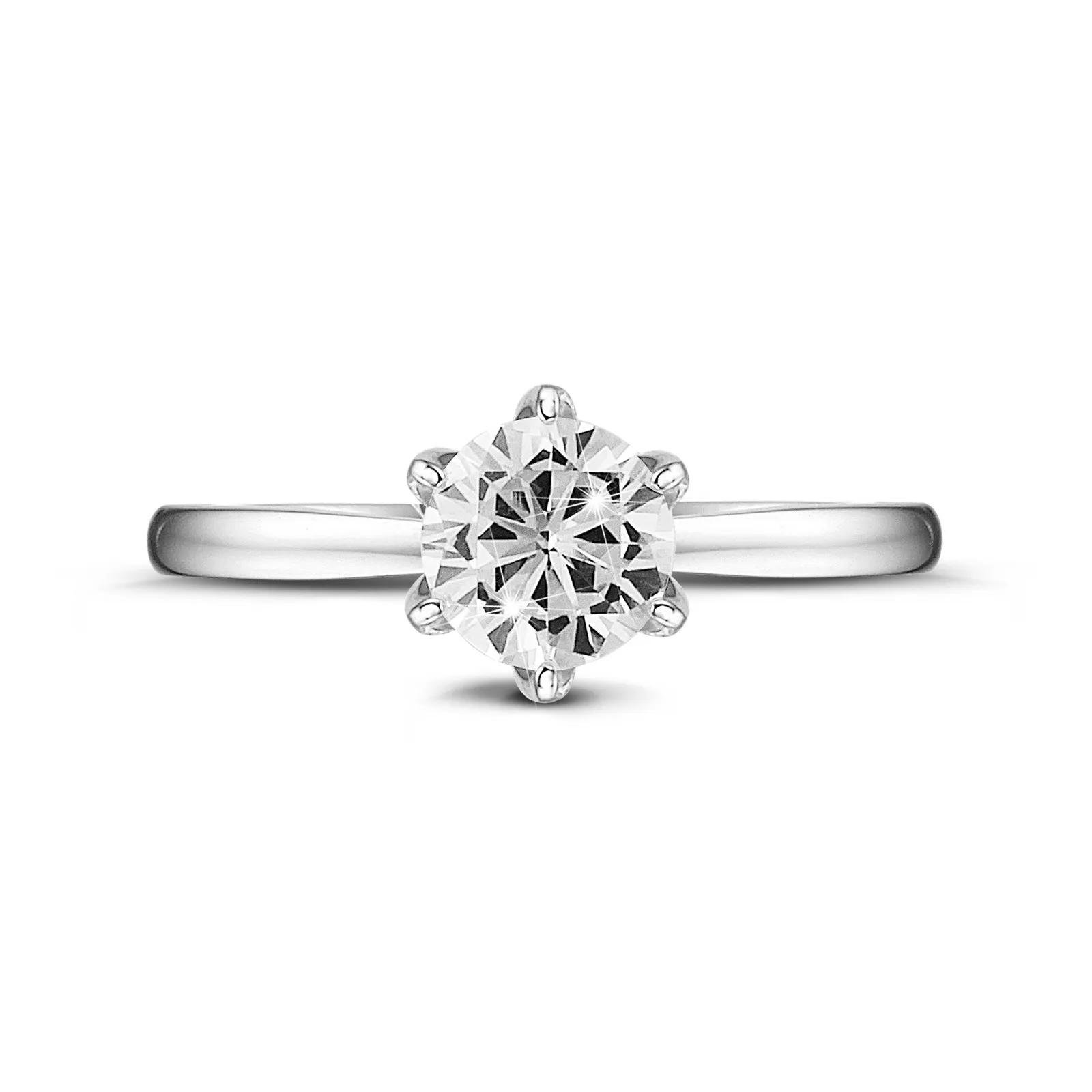 BAUNAT ICONIC 1.00 QUILATES ANILLO SOLITARIO EN ORO BLANCO CON DIAMANTE REDONDO DE CALIDAD EXCEPCIONAL (DIFEXNONE FLUORESCENC
