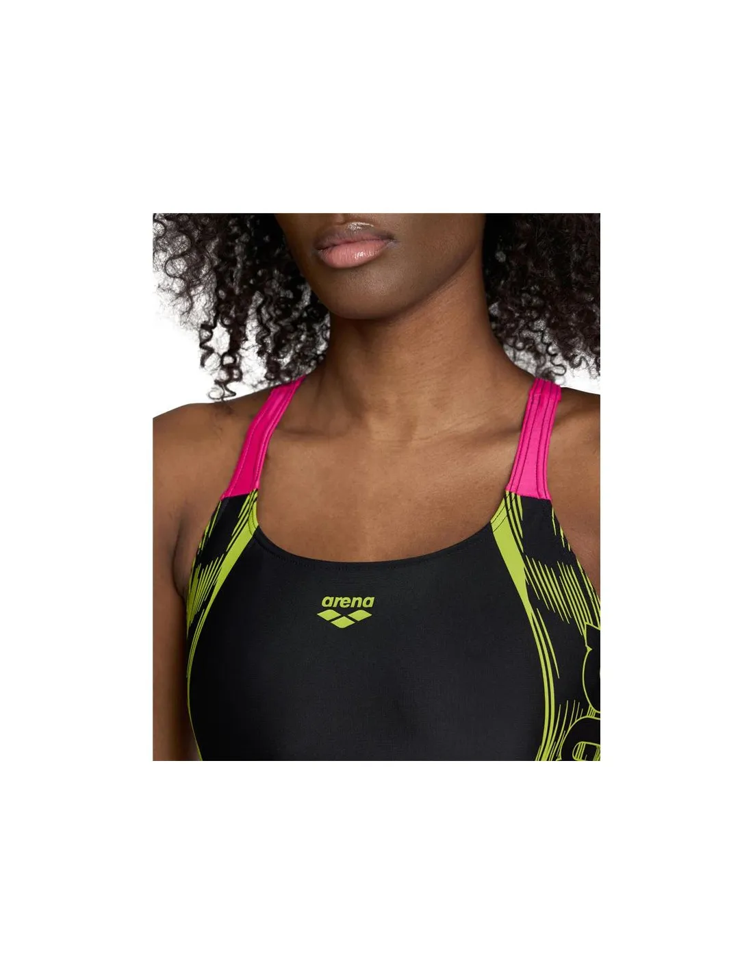 Bañador de Natación Arena Swim Pro Back Graphic Black/Freak Rose Mujer