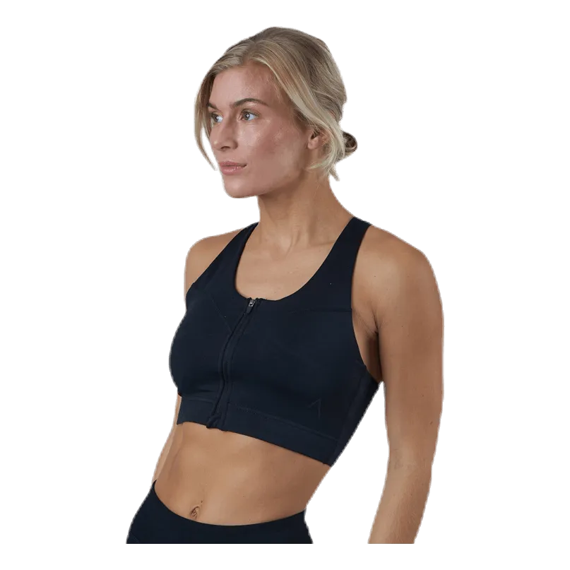 Blacc Zip Sports Bra Black