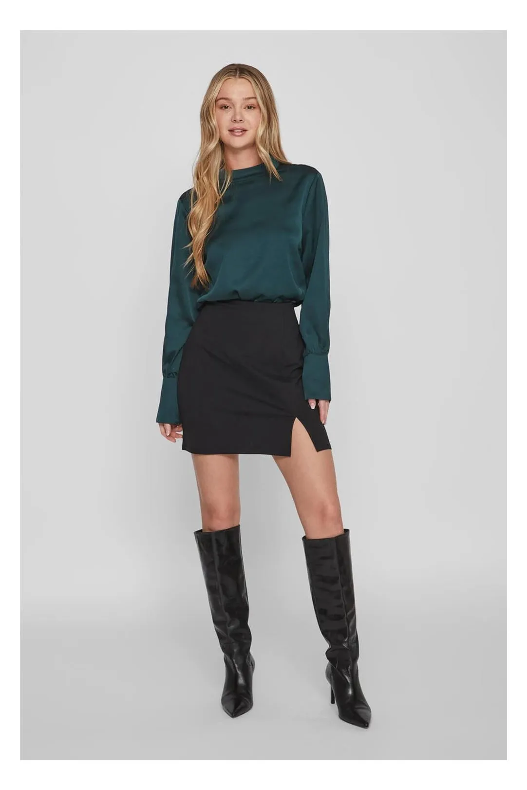 BLUSA CUELLO ALTO VIELLETTE HI VERDE DUCK