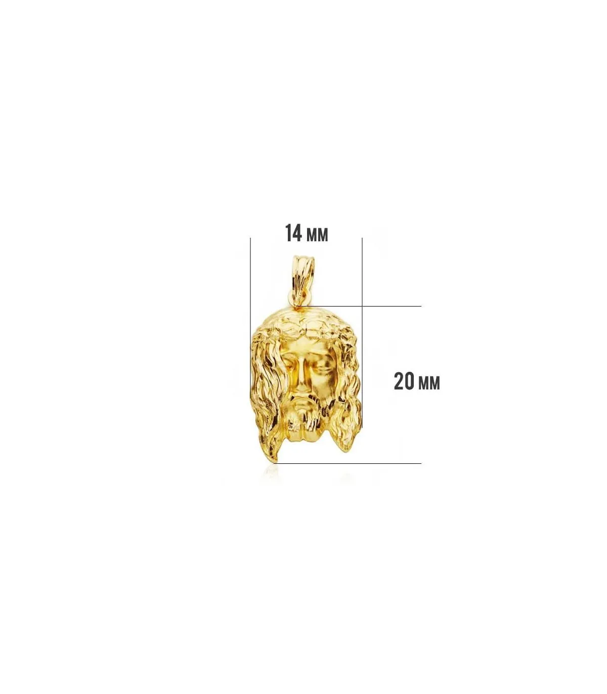 Cabeza Cristo 18 Ktes 20x14mm