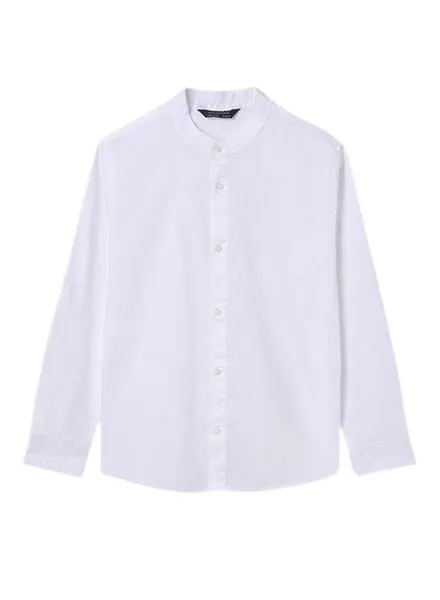 Camisa Mayoral Mao Manga Larga Blanco Para Niño