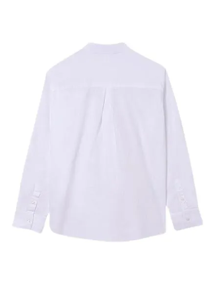 Camisa Mayoral Mao Manga Larga Blanco Para Niño
