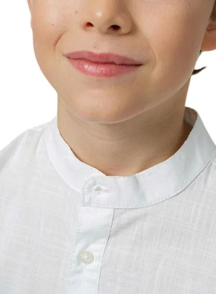 Camisa Mayoral Mao Manga Larga Blanco Para Niño