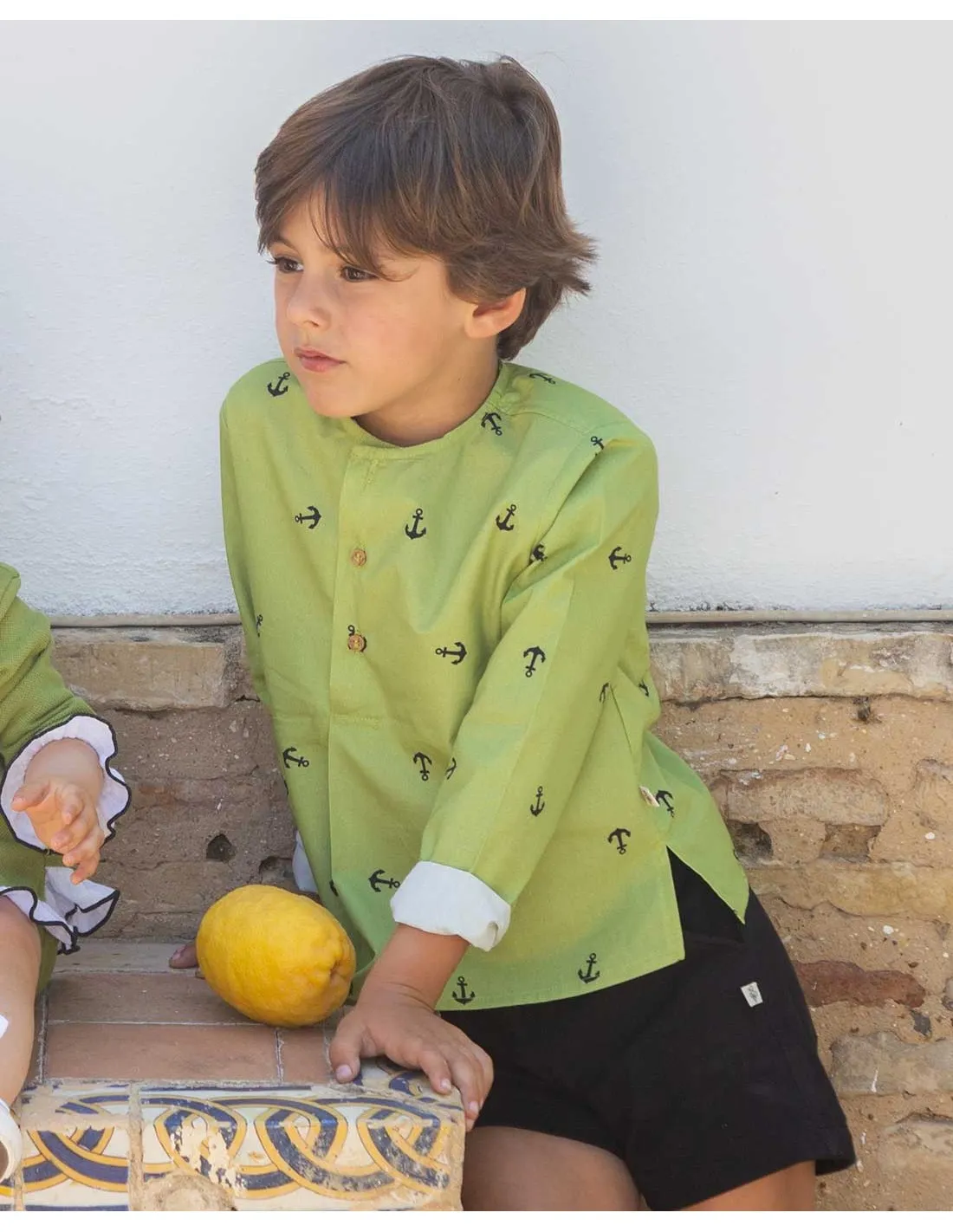 Camisa Niño Verde Colección Anclas Pilar Batanero