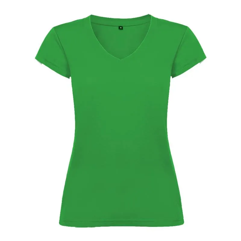 Camiseta algodón cuello pico para mujer