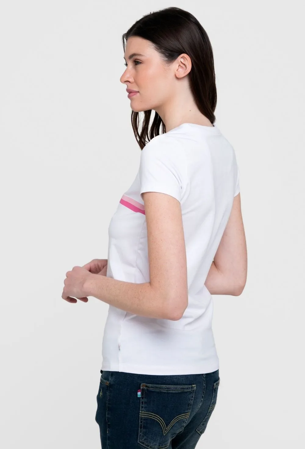 Camiseta blanca modelo bandera de mujer