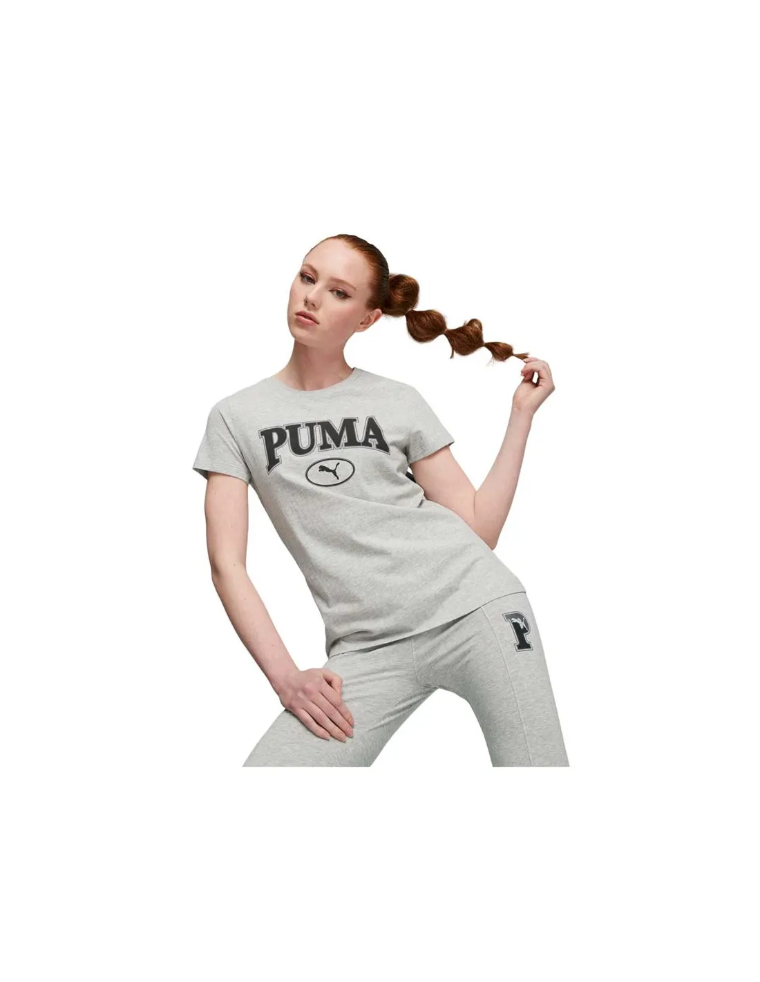 Camiseta Casual Puma Squad Graphicc Tlight Gray Hea Mujer
