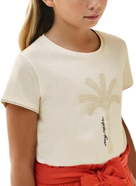Camiseta Mayoral Gráfica Beige Para Niña