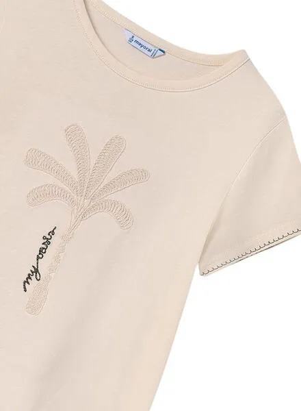 Camiseta Mayoral Gráfica Beige Para Niña