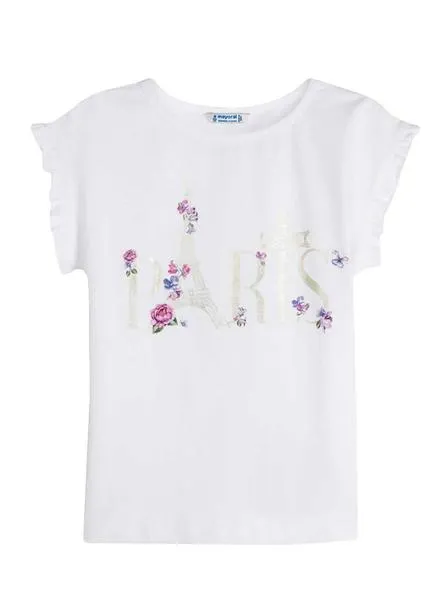 camiseta mayoral paris blanco para niña