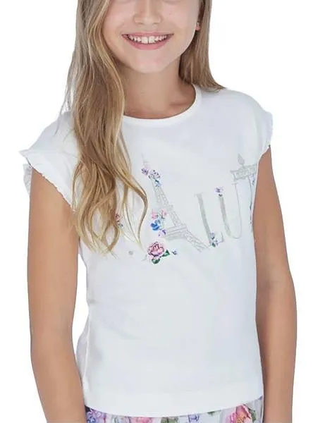 camiseta mayoral paris blanco para niña