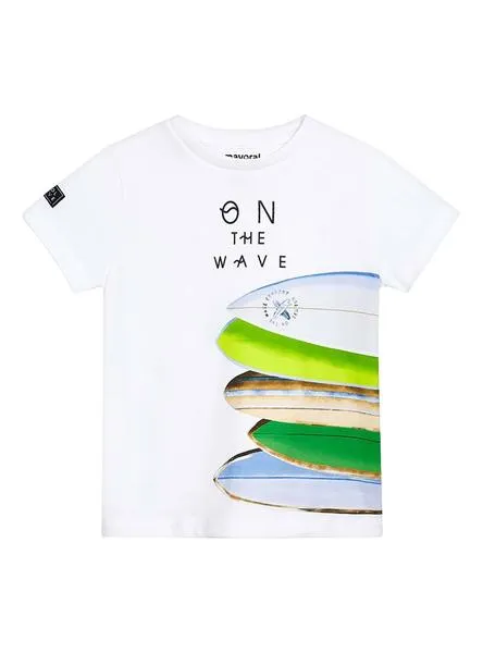 camiseta mayoral surf blanco para niño