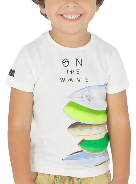 camiseta mayoral surf blanco para niño