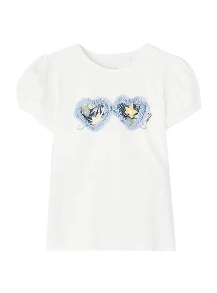 Camiseta Name It Florida Gafas Blanca para Niña