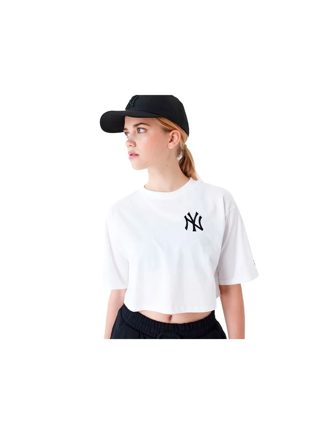 Camiseta New Era Crop New York Yankees MLB Lifestyle Mujer Blanco