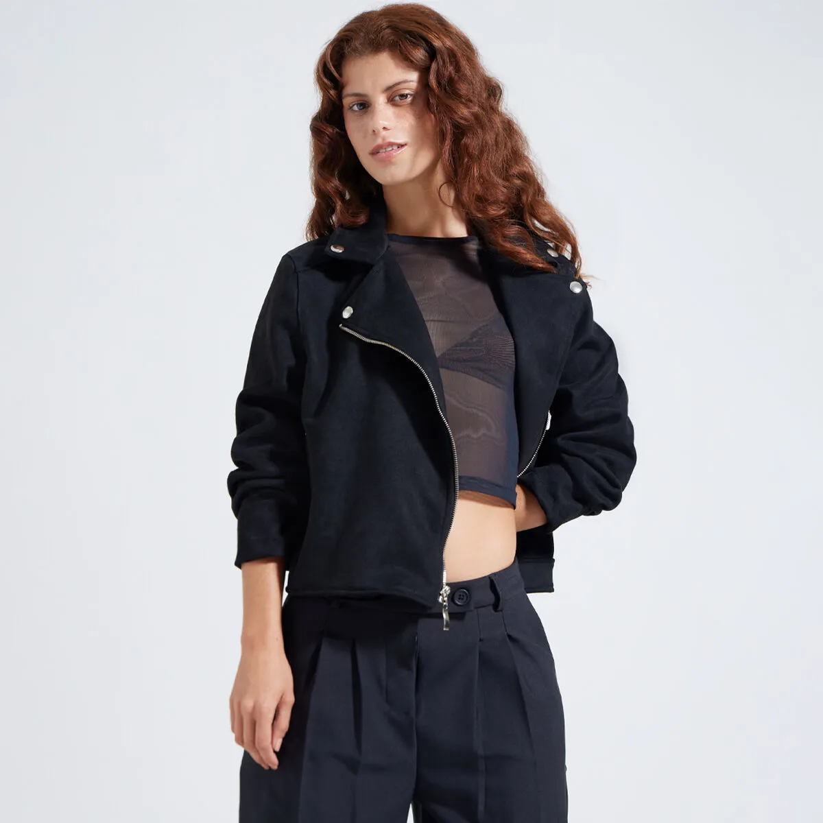 Chaqueta Tipo Biker en Suede