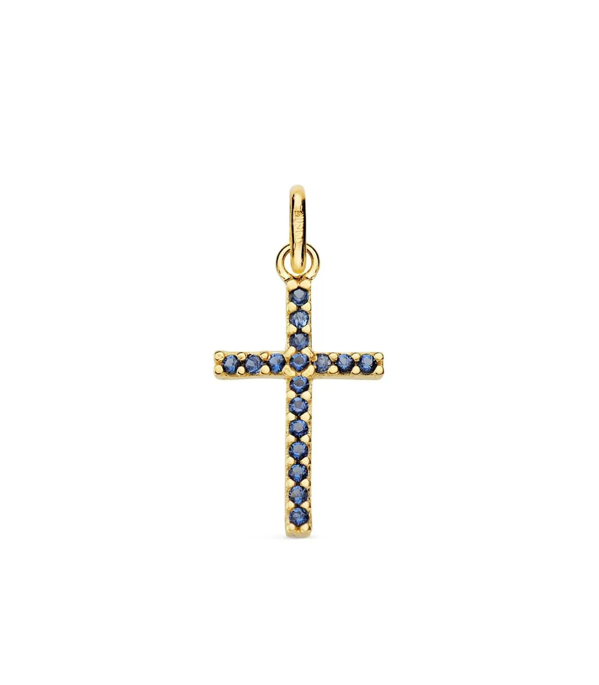 Cruz circonitas azules 18 Ktes