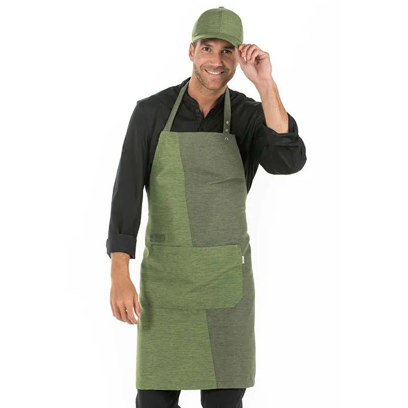 DELANTAL CON PETO BICOLOR VERDE CAQUI JASPEADO  DYNEKE