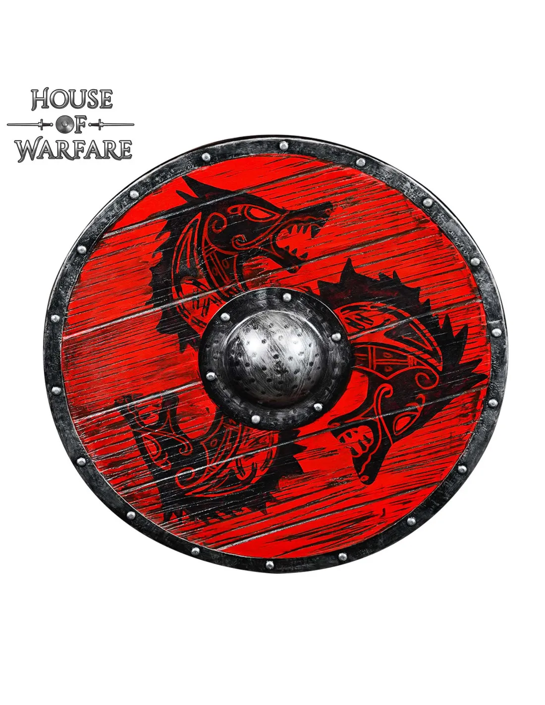 Escudo redondo vikingo madera modelo Fenrir