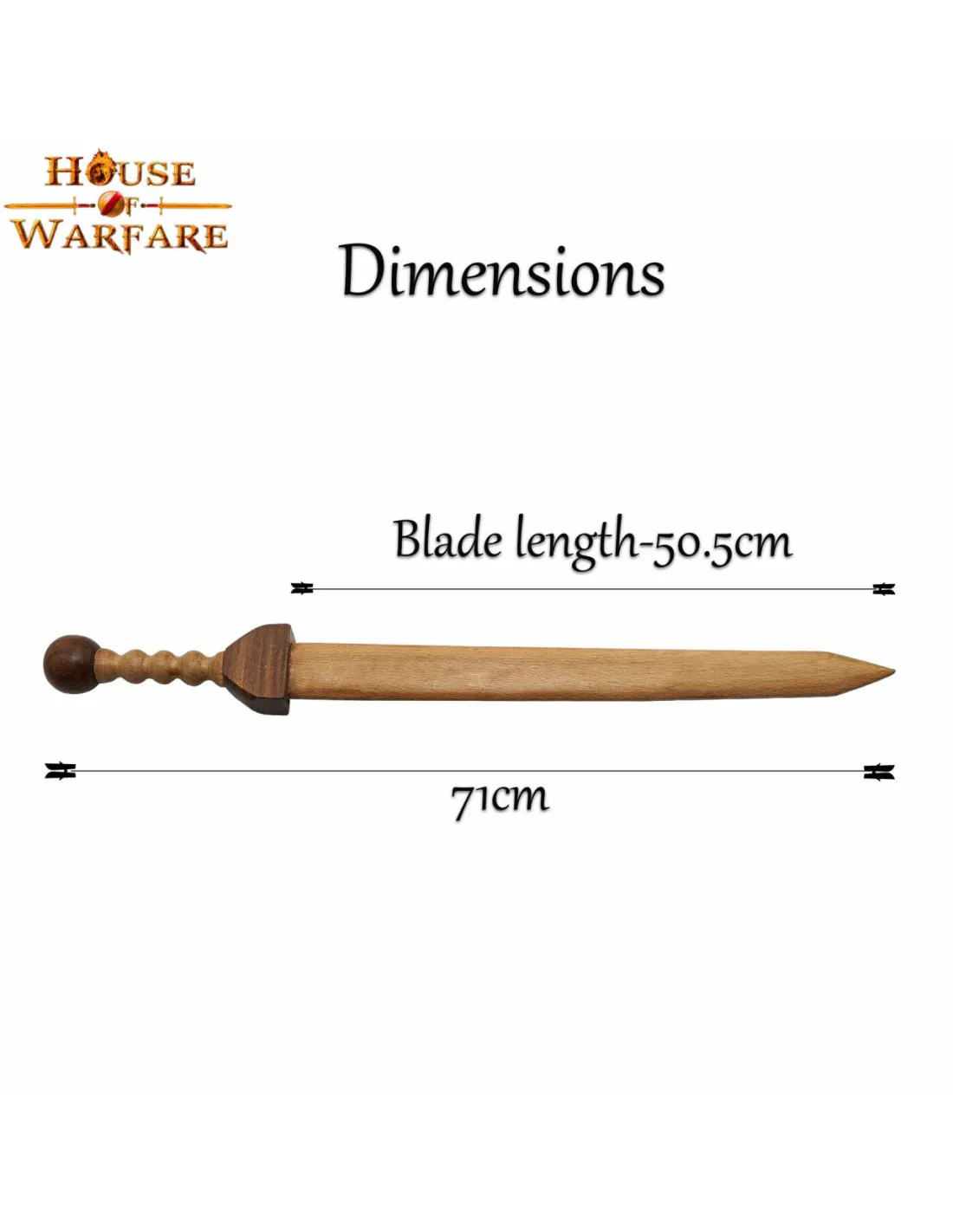 Espada Gladius de madera para entrenamientos (71 cm.)