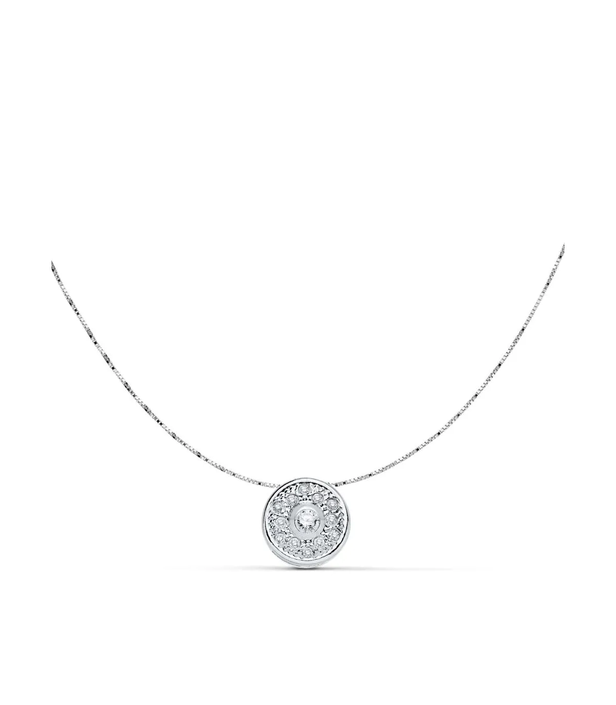 Gargantilla mujer chatón grano Oro blanco 18k