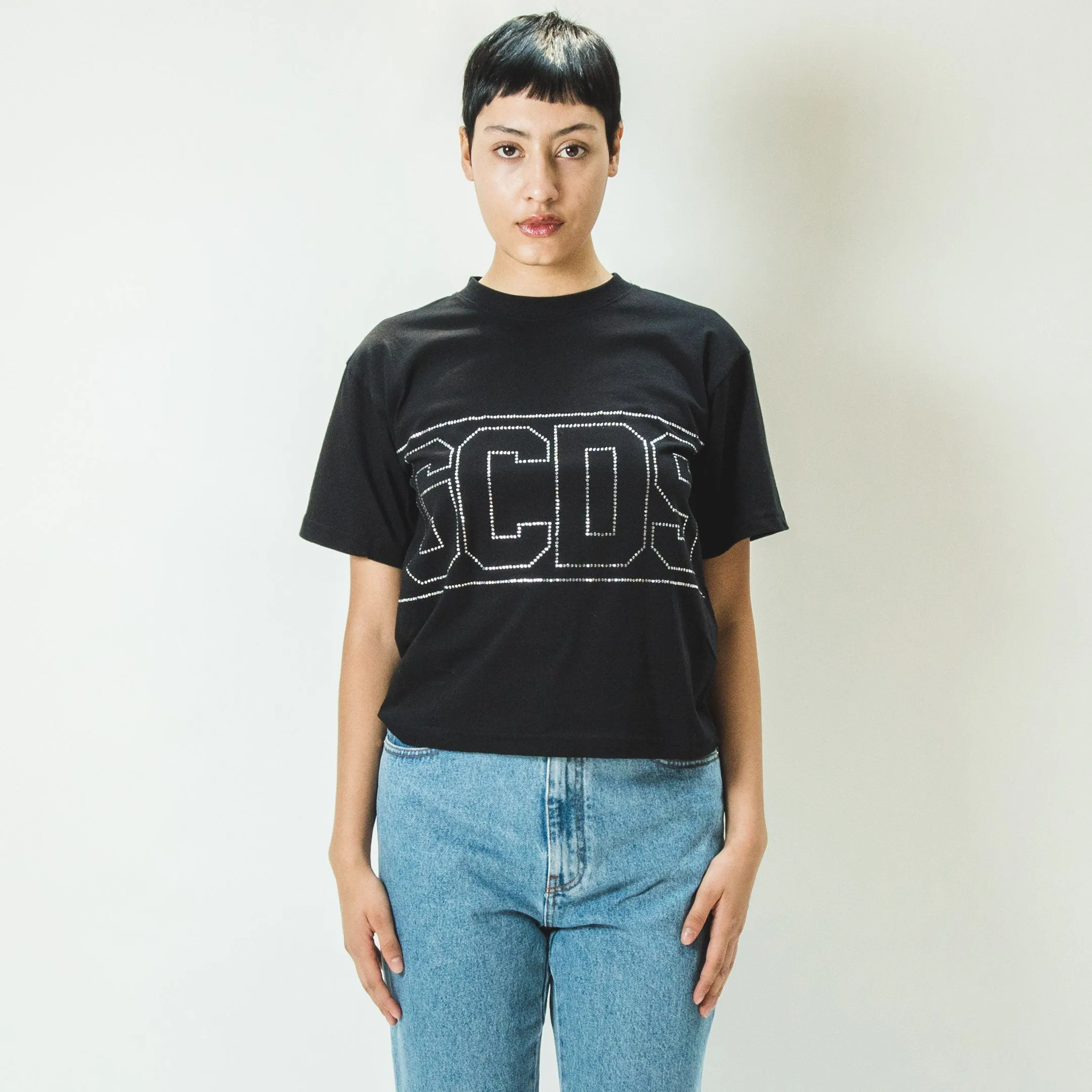 GCDS BLING LOGO TSHIRT BLACK