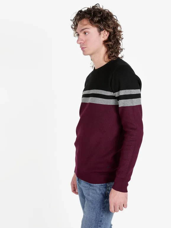 Johnny Looper Jersey de hombre de canalé con cuello redondo