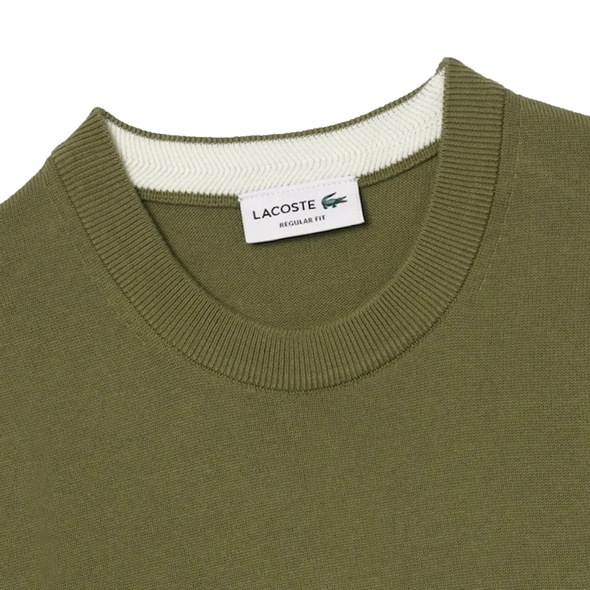 LACOSTE ORGANIC COTTON SWEATER  ROUND NECK KHAKI