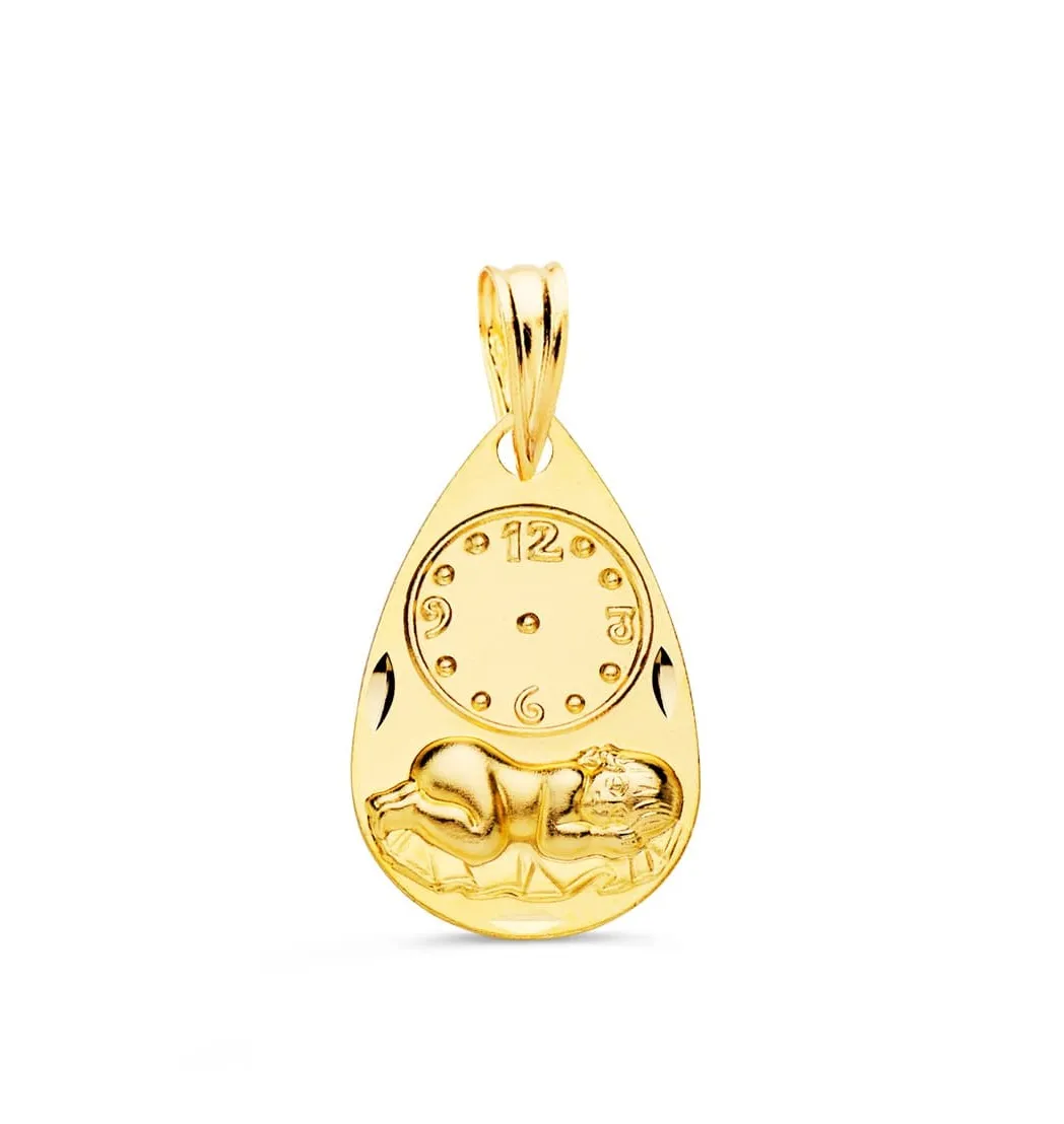 Medalla Oro 9ktes Niño Y Reloj