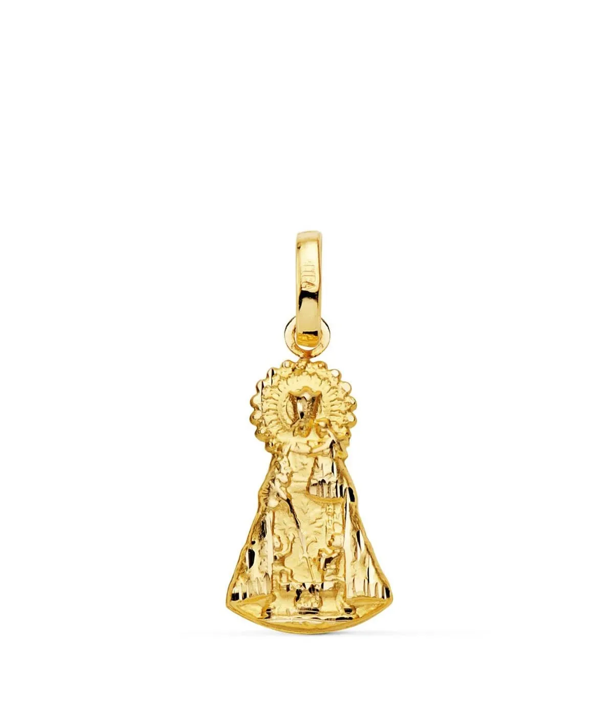 Medalla silueta Virgen Desamparados 18 Ktes 21mm