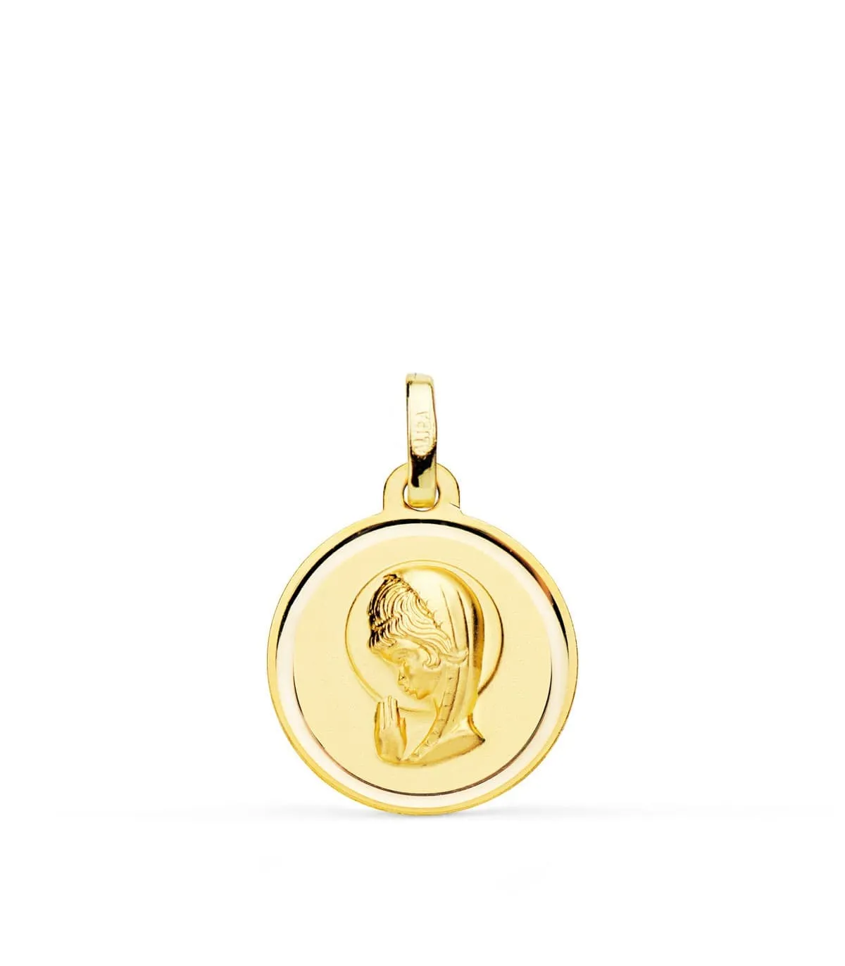 Medalla Virgen niña bisel 18Ktes 16mm