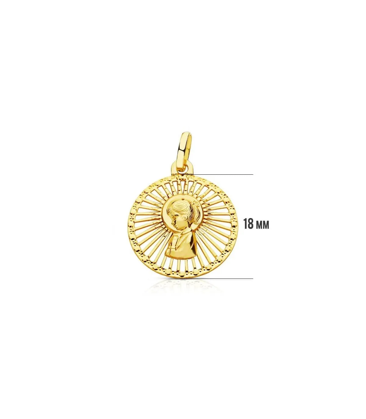 Medalla Virgen niña calada 18 Ktes